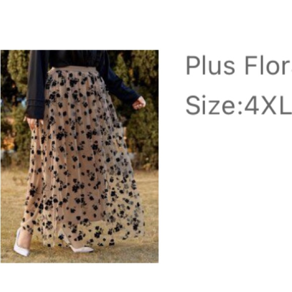 SHEIN Black Floral Mesh Skirt